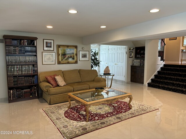 view of tiled living room