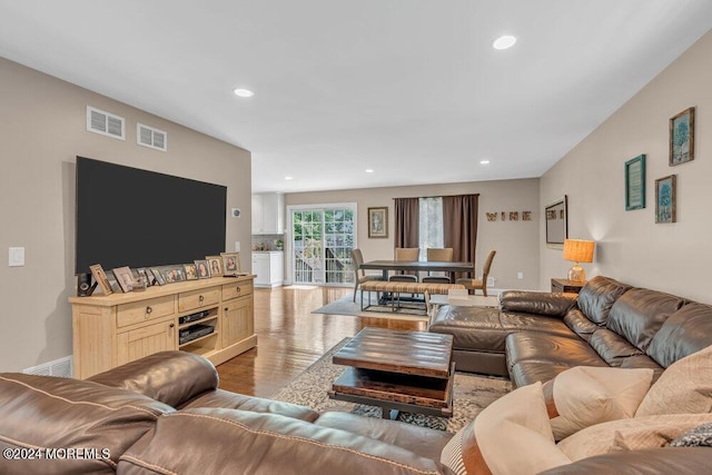 living room featuring light hardwood / wood-style floors