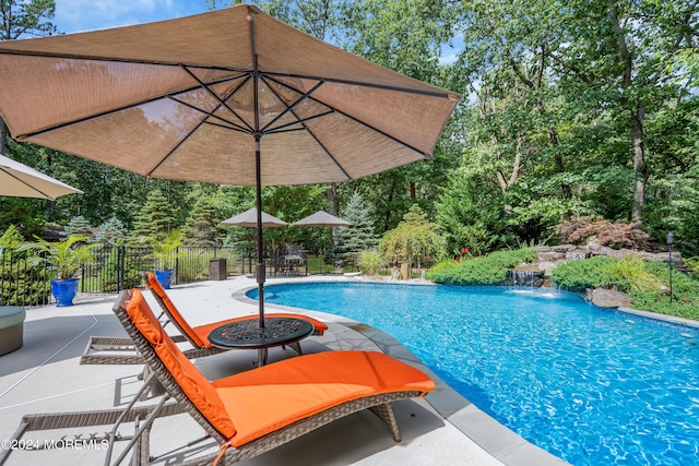 view of pool featuring a patio area