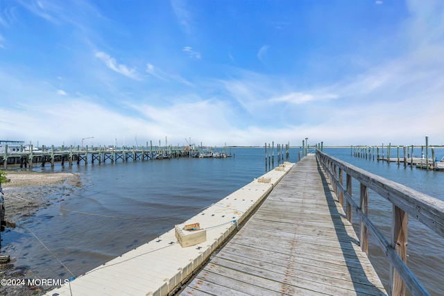 view of dock featuring a water view