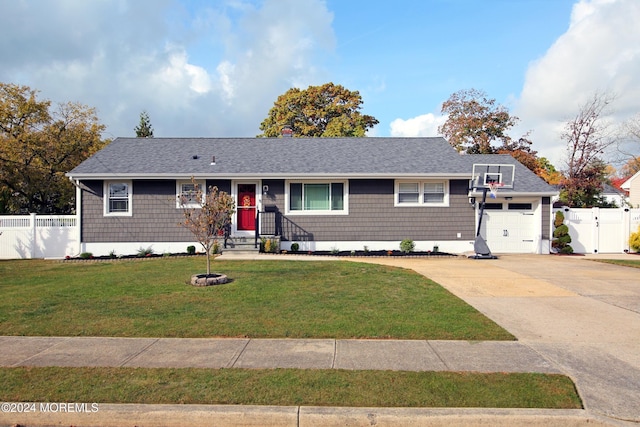 ranch-style house with a front lawn