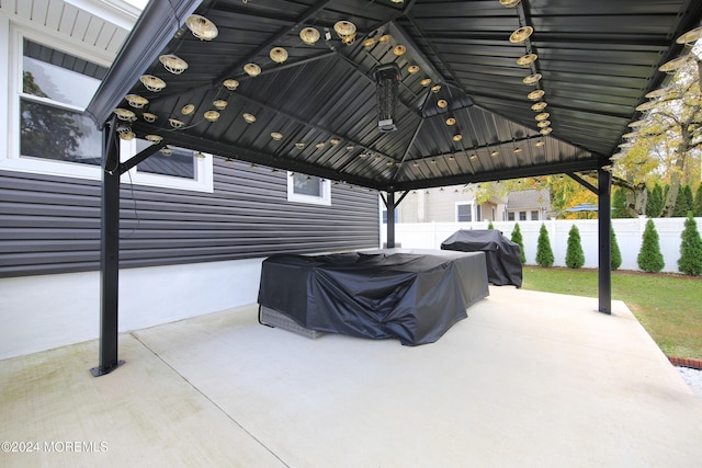 view of patio featuring a gazebo and area for grilling