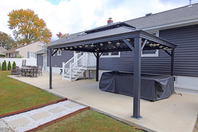 view of patio with a gazebo and area for grilling