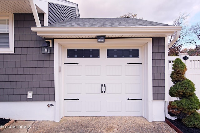 view of garage