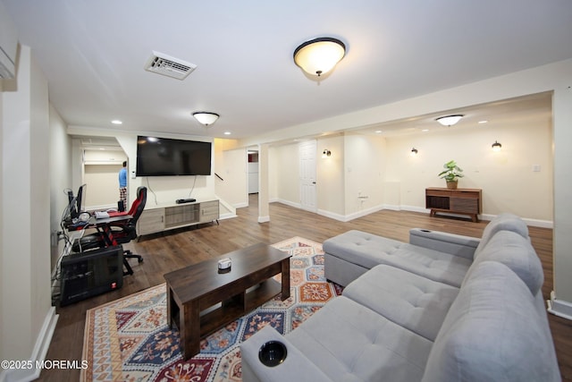 living room with hardwood / wood-style floors