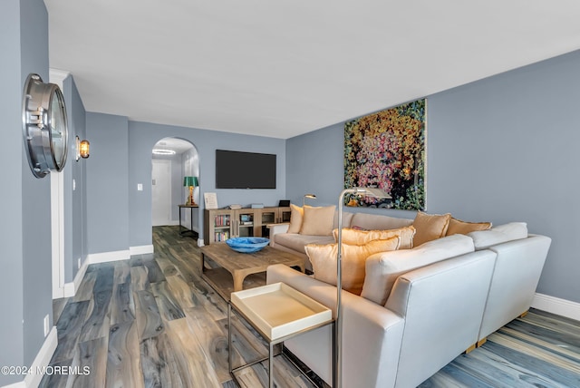 living room with hardwood / wood-style floors