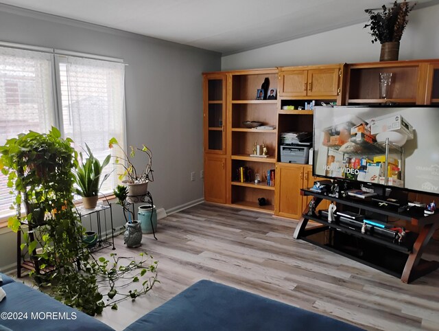 interior space with light hardwood / wood-style floors