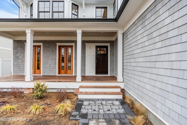 property entrance with a porch