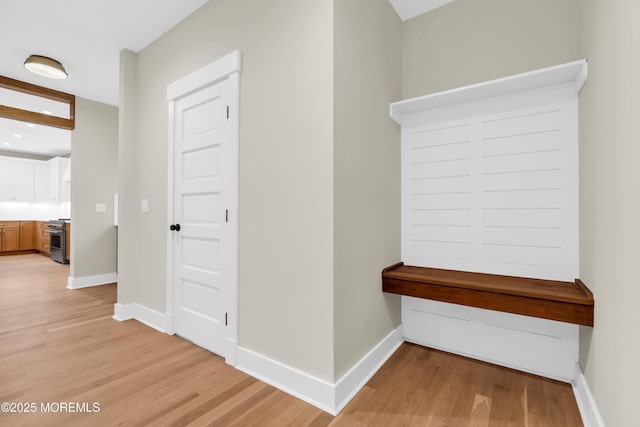 mudroom featuring light hardwood / wood-style flooring