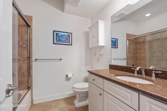 52 Seaview Ave, Long Branch, NJ 07740 - full bath with vanity, baseboards, toilet, combined bath / shower with glass door, and tile patterned floors