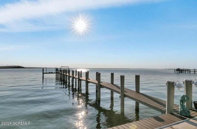 view of dock featuring a water view