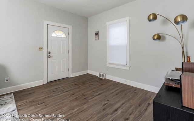 foyer featuring dark wood-type flooring