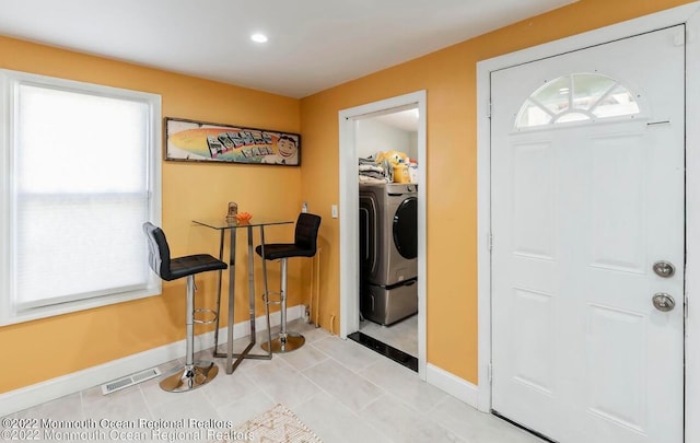 interior space featuring washing machine and dryer