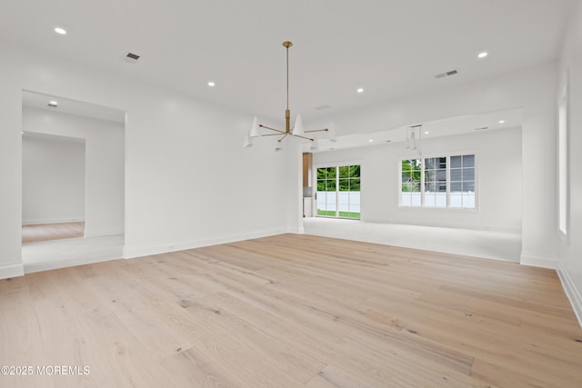 2 Deborah Pl, Oakhurst, NJ 07755 - unfurnished room featuring a chandelier, light wood-style flooring, recessed lighting, and baseboards