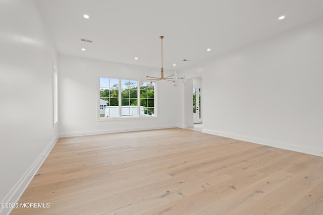 2 Deborah Pl, Oakhurst, NJ 07755 - unfurnished room featuring a chandelier, light wood-style flooring, recessed lighting, and baseboards