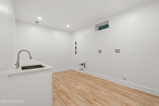 2 Deborah Pl, Oakhurst, NJ 07755 - laundry area featuring hookup for a gas dryer, washer hookup, light wood-style floors, baseboards, and recessed lighting
