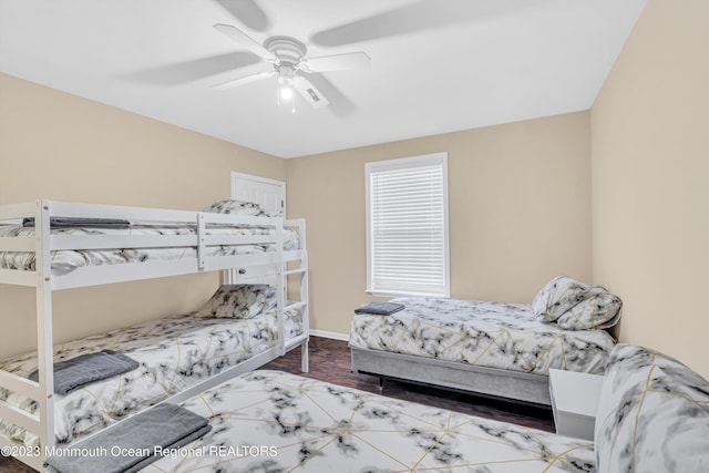 bedroom featuring ceiling fan