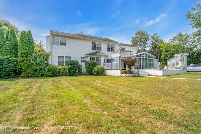 1969 Whitesville Rd, Toms River, NJ 08755 - exterior space with a lawn and a sunroom