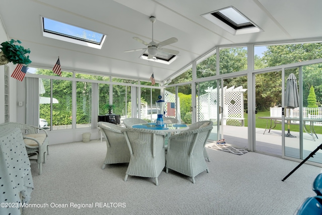 1969 Whitesville Rd, Toms River, NJ 08755 - sunroom / solarium with lofted ceiling with skylight and ceiling fan