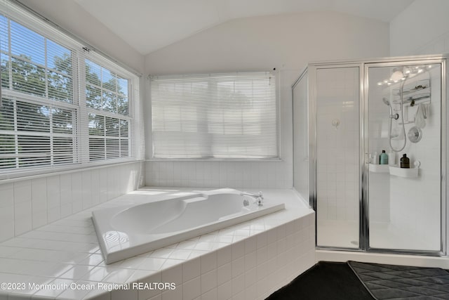 1969 Whitesville Rd, Toms River, NJ 08755 - bathroom featuring vaulted ceiling and separate shower and tub