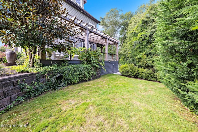 view of yard featuring a pergola