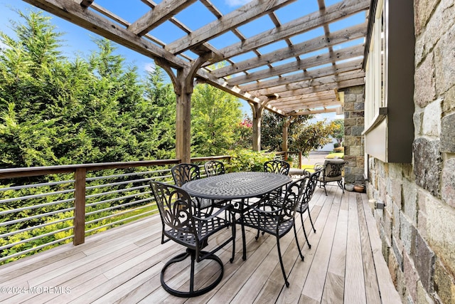 deck featuring a pergola