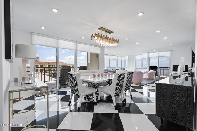 view of tiled dining room