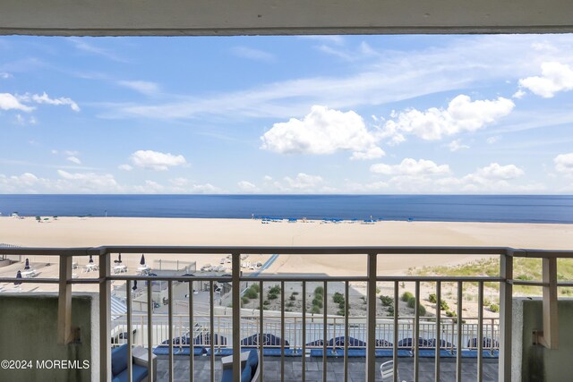 view of water feature with a view of the beach