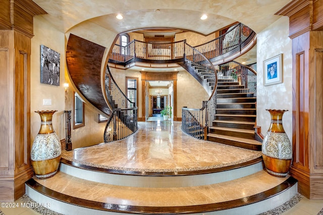 86 Montrose Rd, Colts Neck, NJ 07722 - interior space with a towering ceiling and recessed lighting