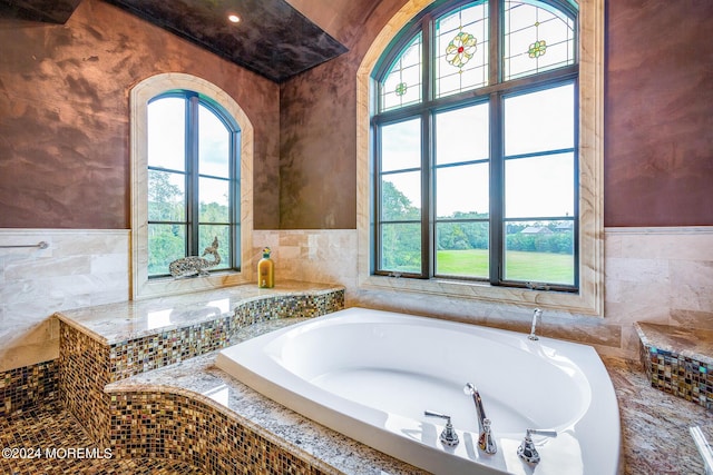 86 Montrose Rd, Colts Neck, NJ 07722 - full bath with tile walls, a bath, and a healthy amount of sunlight