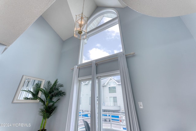 interior details with a notable chandelier