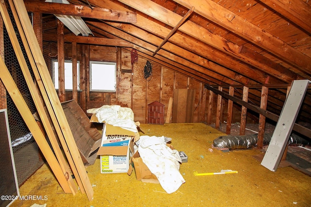 view of unfinished attic