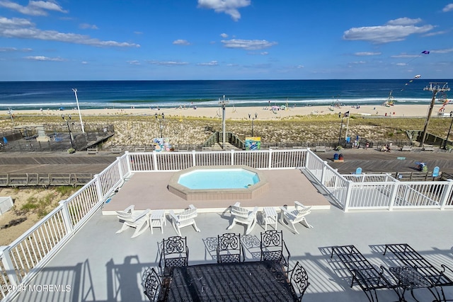 exterior space with a view of the beach and a water view