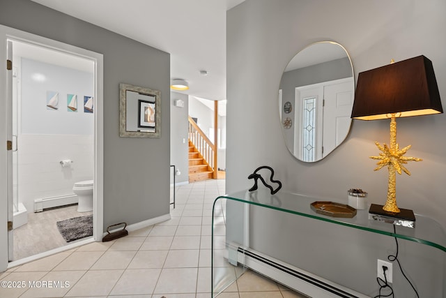 149 Valencia Dr, Brick, NJ 08723 - bathroom with a baseboard heating unit and tile patterned floors