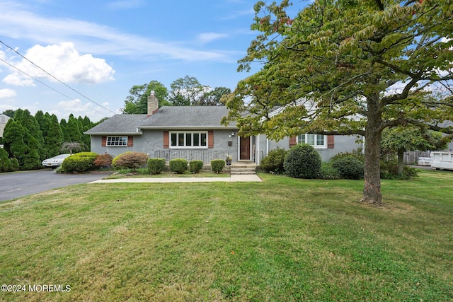 ranch-style house featuring a front lawn