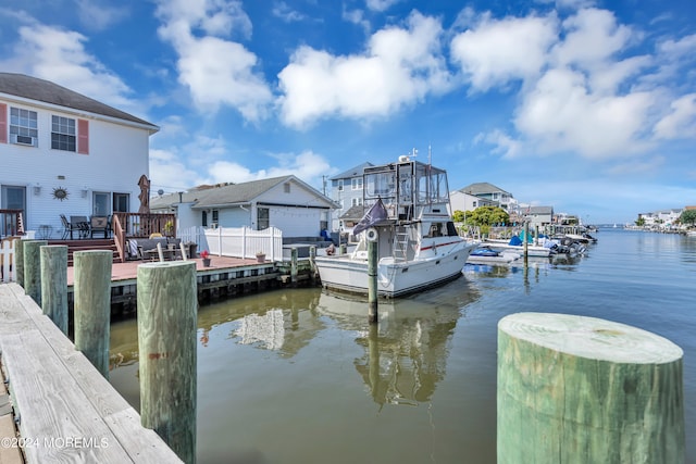 view of dock featuring a deck with water view