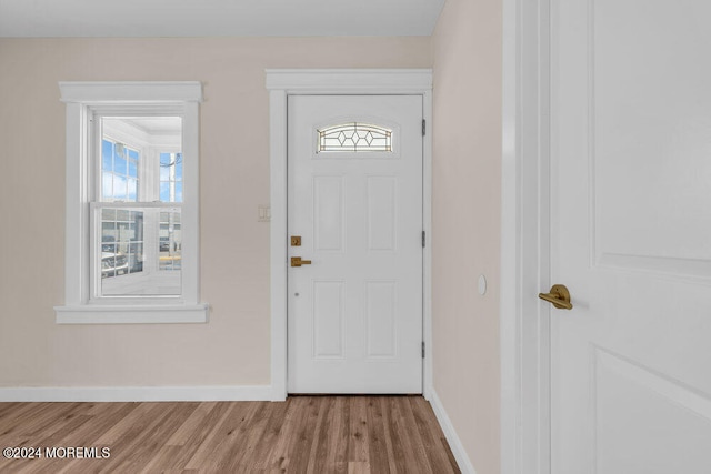 entryway with light wood-type flooring