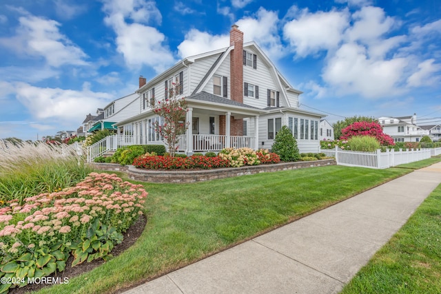 exterior space with a yard and a porch