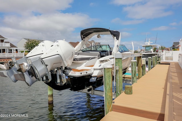 view of dock featuring a water view