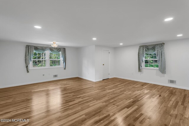 spare room featuring wood-type flooring and a healthy amount of sunlight