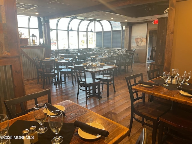 dining room with hardwood / wood-style flooring