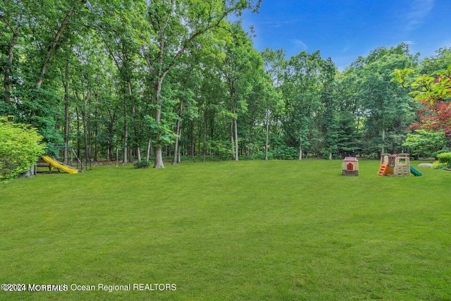 view of yard with a playground