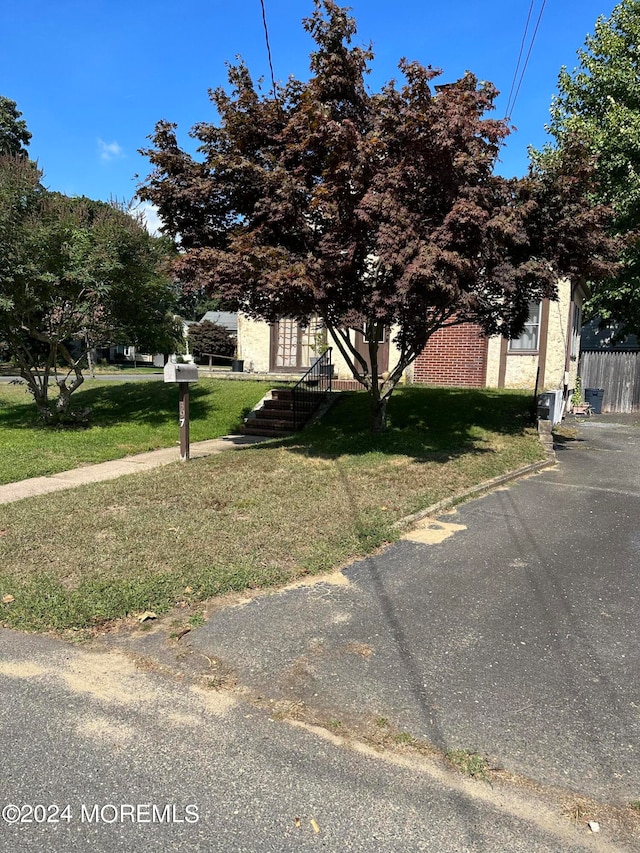 view of front of property with a front lawn