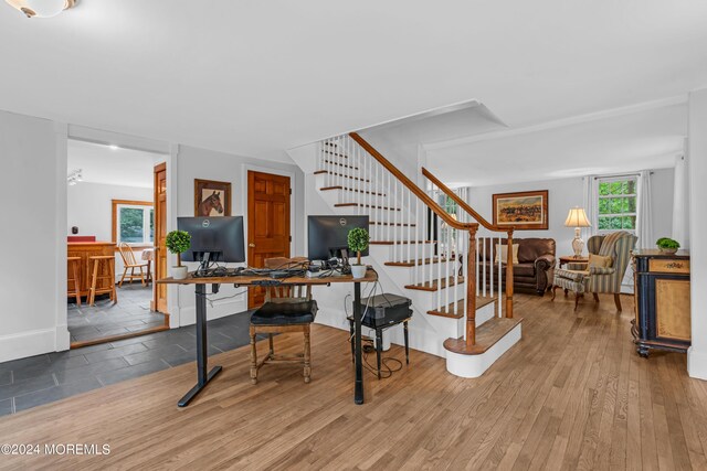 interior space with hardwood / wood-style floors