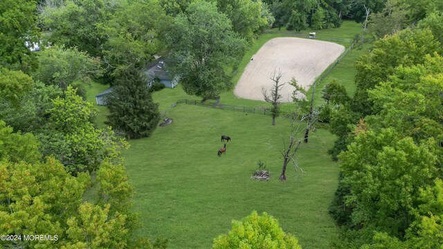 drone / aerial view with a rural view