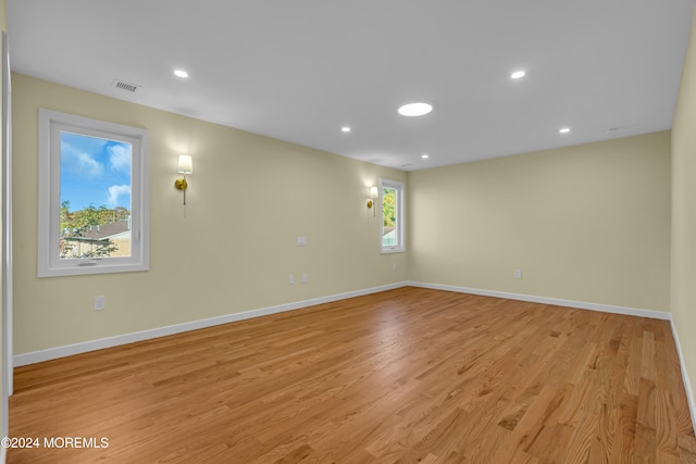 spare room featuring light hardwood / wood-style floors and a wealth of natural light