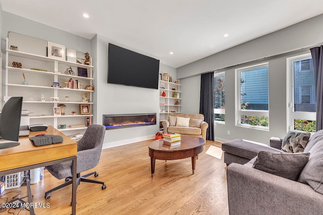 office space featuring light hardwood / wood-style floors