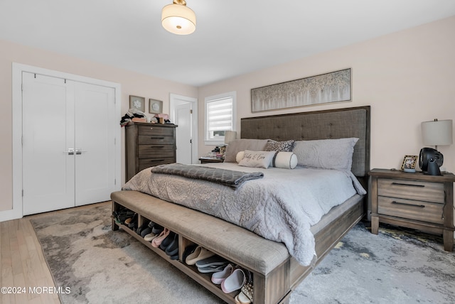 bedroom with light hardwood / wood-style flooring