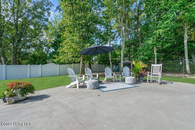 view of patio featuring a fenced backyard