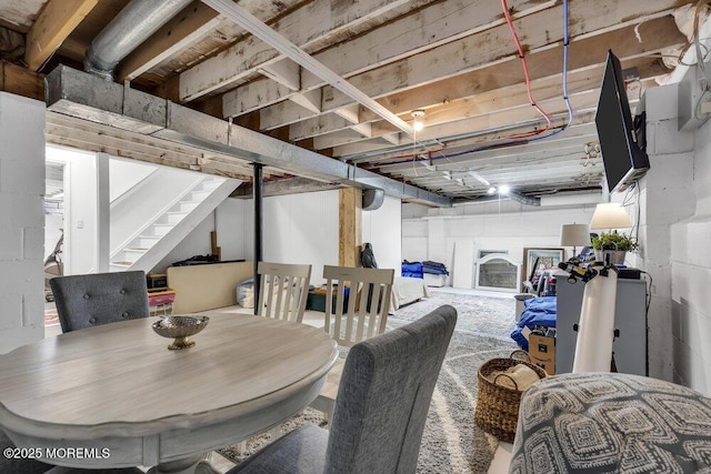 dining room with stairway